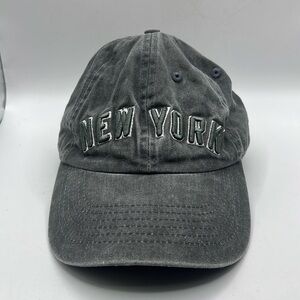 Vintage Baseball Dad Hat Cap Gray New York Strap Back